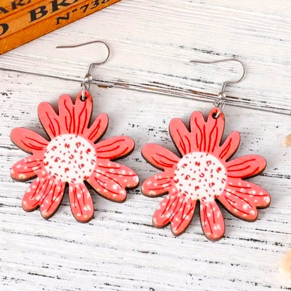Boho Gypsy Sisters Jewelry - FLOWER Hippie DESIGN EARRINGS DOUBLE SIDE 925S French Hook